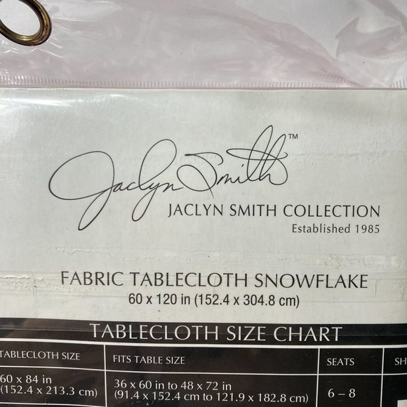 Snowflake Tablecloth Rectangle 60" x 120" Red White Jaclyn Smith Fabric - Picture 7 of 15